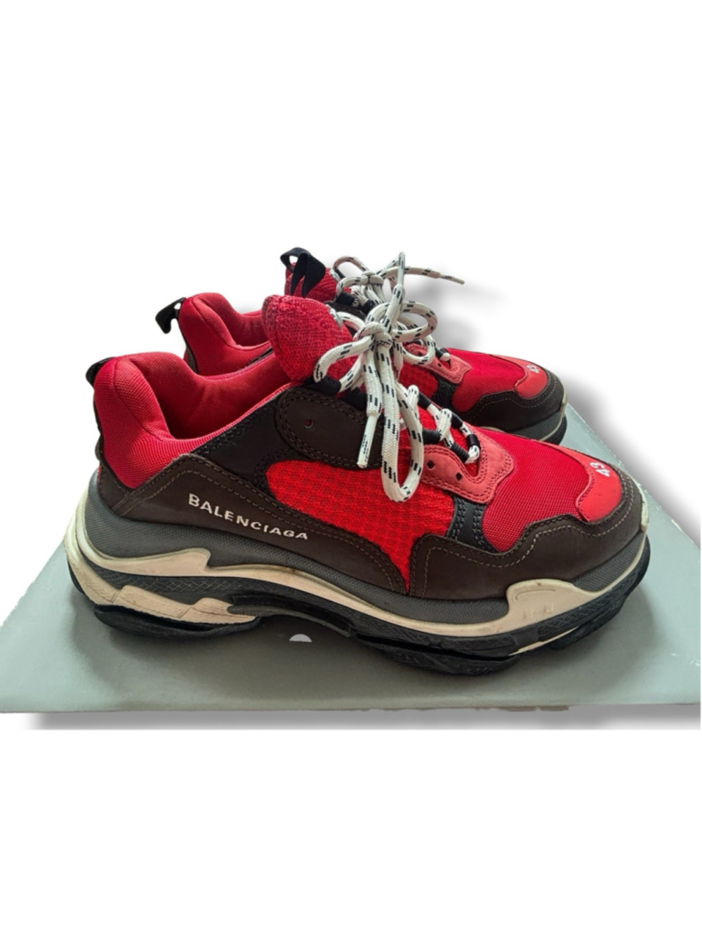 Size 10- Balenciaga Triple S Red Black W/Box - Picture 13 of 16